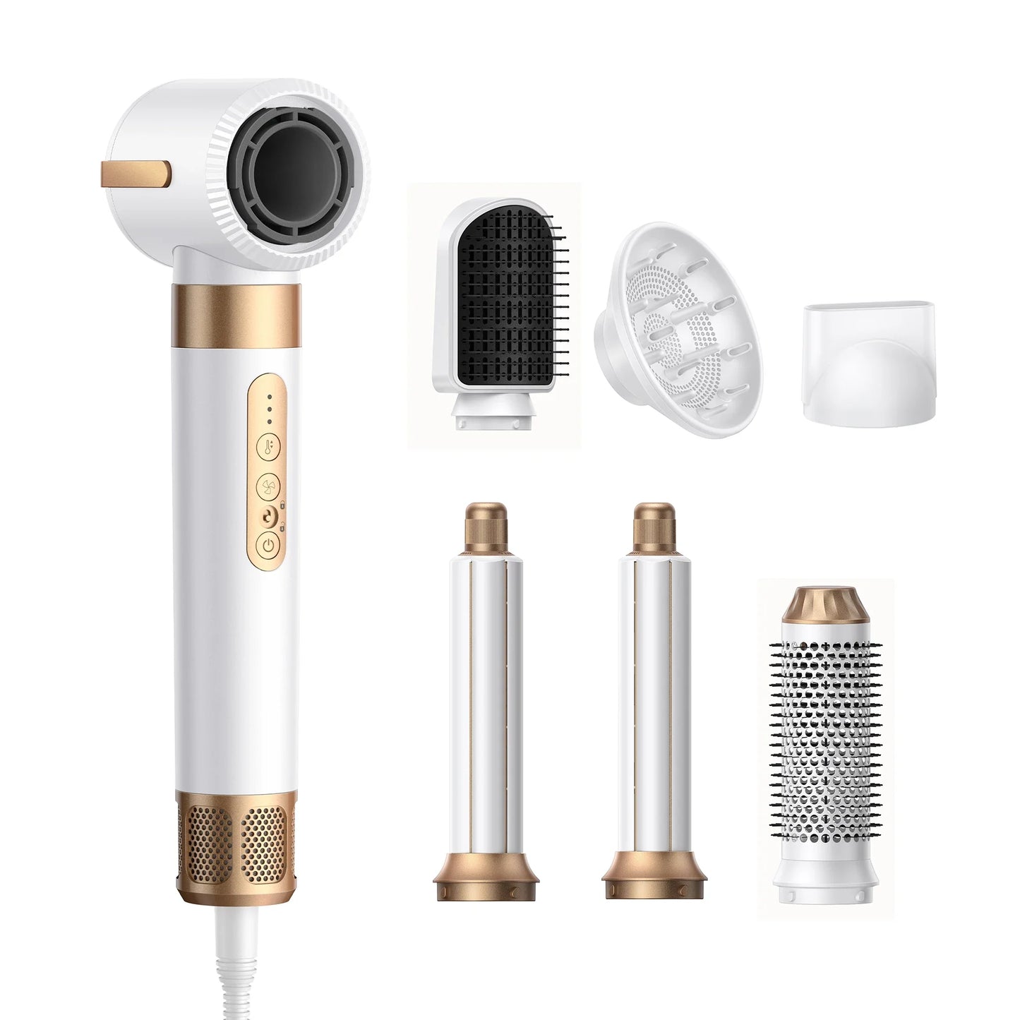 7 In 1 Hair Dryer Brush Brushless High Speed Hair Dryer with Diffuser Ionic Blow Dryer Hot Air Styling Comb Auto Hair Curler