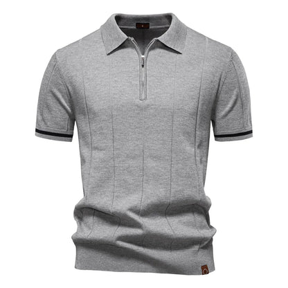 Men's Solid Color Sport Zipper Polo Shirt Athletic Social Polo Shirts for Men Office Slim Fit Polo