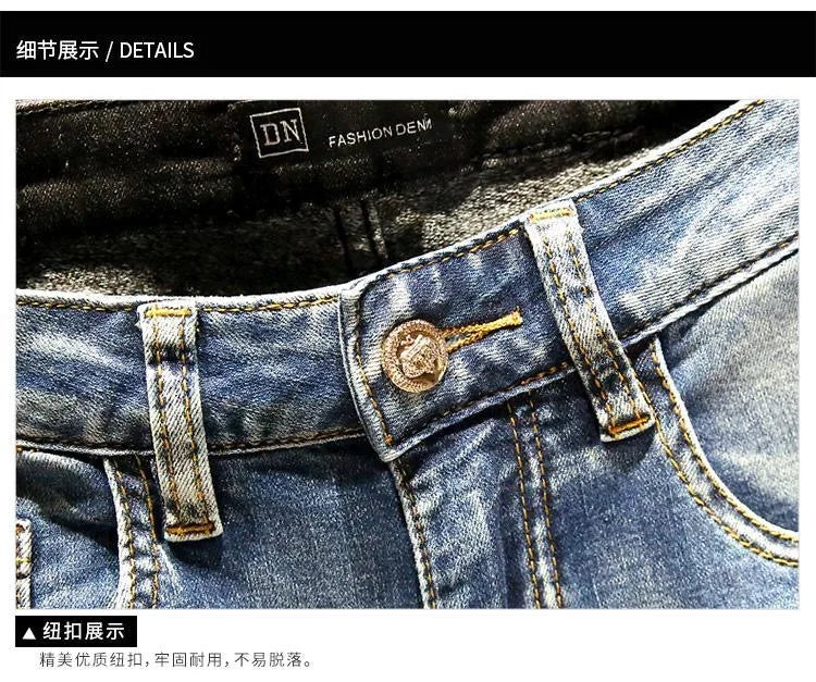 Spring and Autumn Fashion Trend Straight Leg Stretch Denim Trousers Men's Casual Slim Fit Comfortable Sports High Quality Jeans