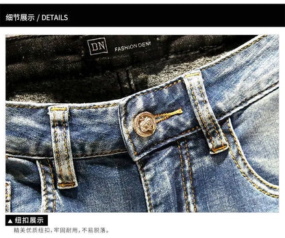 Spring and Autumn Fashion Trend Straight Leg Stretch Denim Trousers Men's Casual Slim Fit Comfortable Sports High Quality Jeans