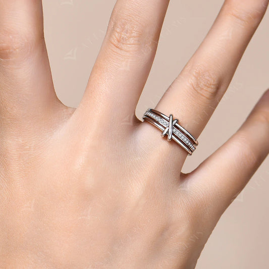 2025 New Moissanite Ring DVVS1 Diamond S925 Sterling Silver 3 Ring Connect Design Engagement Jewelry for Women Men Gift