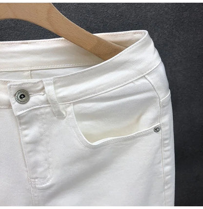 2023 Spring and Autumn New Classic Fashion Solid Color Elastic Casual Jeans Men's Comfortable High-Quality Small Foot Pants 36