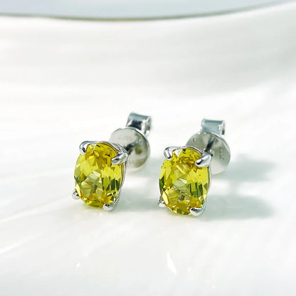 5*7mm Oval Cut Ruby Emerald Moissanite Stud Earrings Lab Grown For Women Man Unisex Gemstone Party 925 Silver Earring Gift