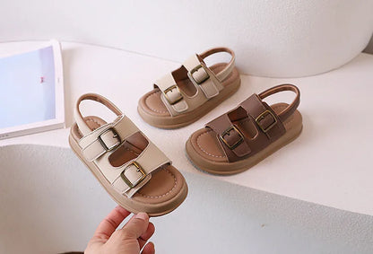 Kids Sandal 2024 New Summer Sandals for Boy Fashion Girls Thick Bottom Causal Sandals Children Beach Shoes Open-toe Hook Loop