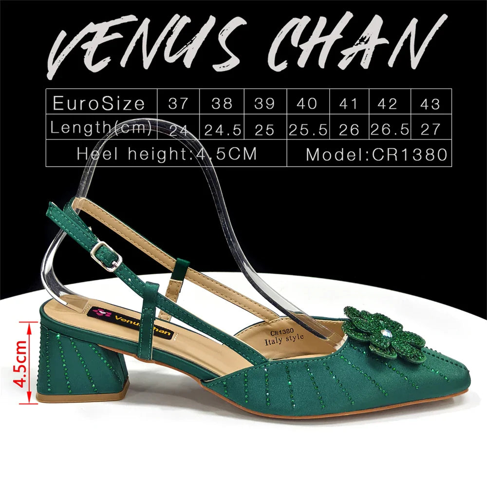 Party Shoes And Bag Ladies Heel Decoration Pure Elegant Flower Wedding Shoes And Bag Full rhinestone Fashion Handbag
