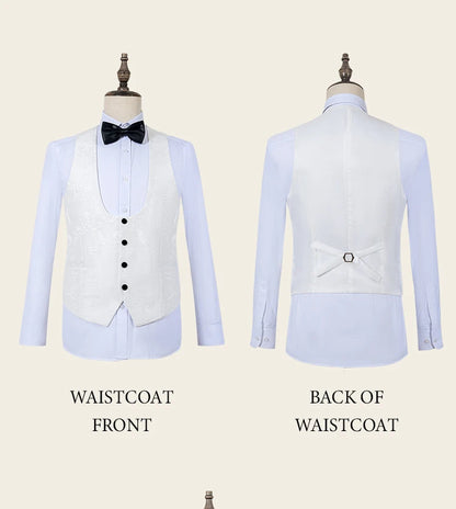 High Quality white party outfit for man luxury Retro carving Slim Fit Tuxedo Prom Suit Fashion Male Groom Wedding