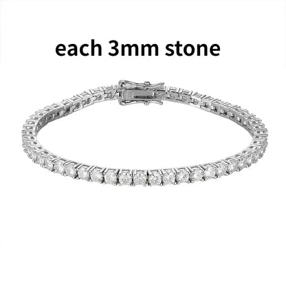 2-6.5mm Real Moissanite Tennis Bracelet for Women Christmas Gift Platinum Plated 100% 925 Sterling Silver Wedding Jewelry
