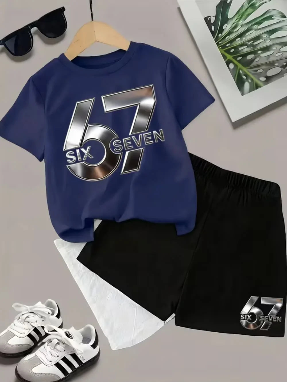 2026 New Cool 67 Funny Printed Kids T-Shirt Shorts Sports Set Fashion Children's Clothes Casual Boy Girl Short Sleeve Shorts Set