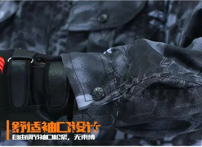 Labor Insurance Cloth Uniform Men's Soft Tracksuit Outdoor Suit Designer Clothes Black Python Pattern Wear-resistant Overalls