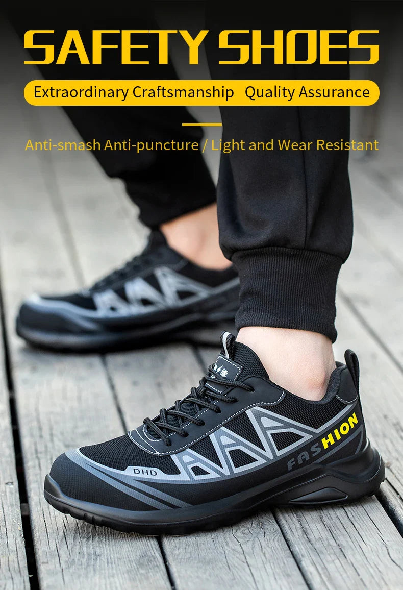 Fashion Sports Shoes Work Boots Puncture-Proof Safety Shoes Men Steel Toe Shoes Security Protective Shoes Indestructible