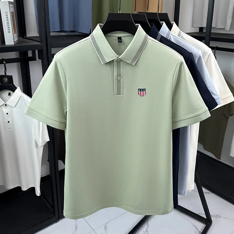 Premium Hot Sales Man Short-Sleeved Polo Shirt Lapel Button Patterned Print Golf T-Shirt Summer Business Fashion Men's Clothing