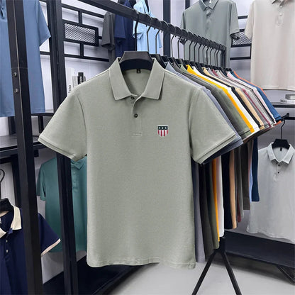 men's summer luxury brand cotton 100% polo shirt lapel printing short sleeves t-shirt business leisure ventilate men's clothing