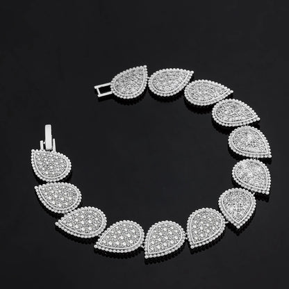 Conjunto de joias de casamento com 4 peças de zircônia cúbica, brincos, colar, pulseira e anel para festas femininas