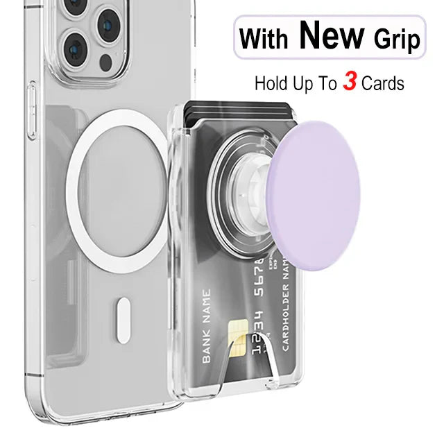 Universal Magnetic Wallet With Expanding Phone Grip,Phone Card Holder Solid SocketWallet For IPhone Samsung Wallets