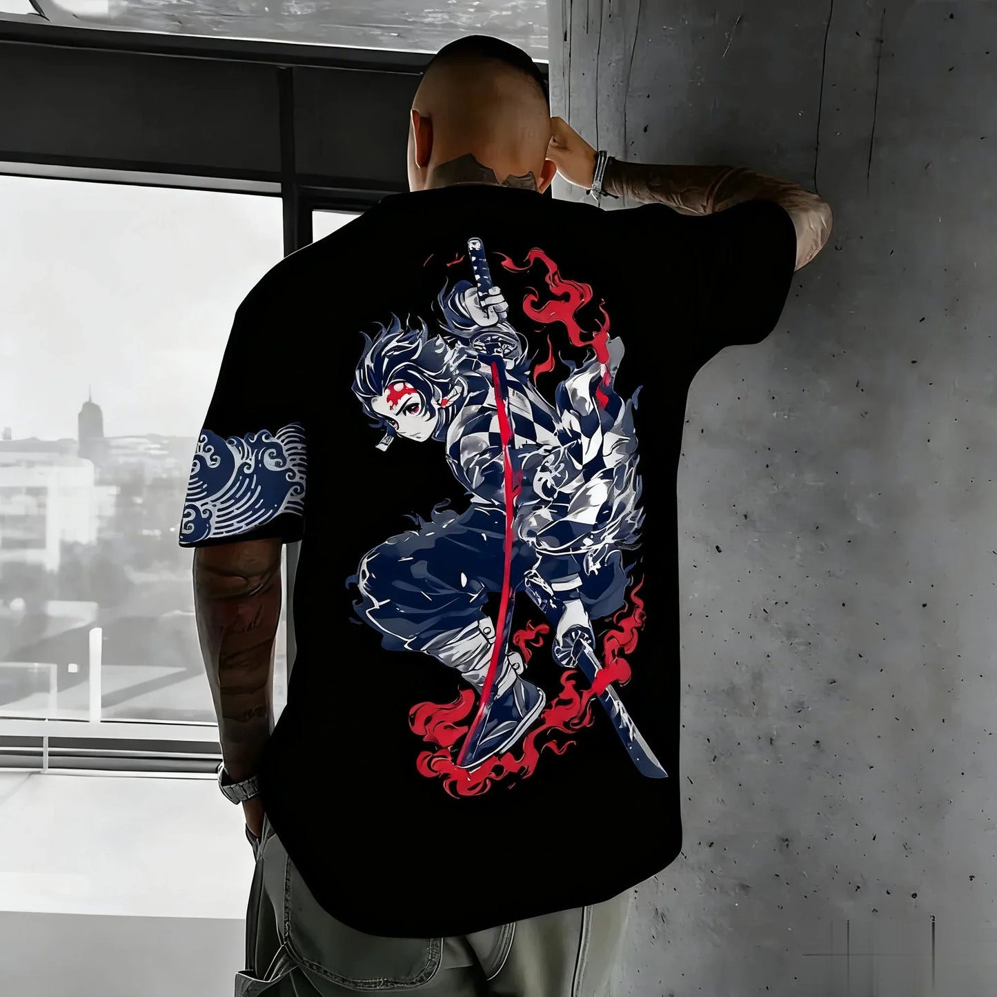Camiseta Demon Slayer Anime Manga Curta Masculina Feminina Algodão Streetwear Casual Tops Verão Oversized Fashion Y2k Unissex