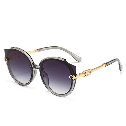 Women Round Sunglasses Brand Designer Cat Eye Sun Glasses Men Vintage