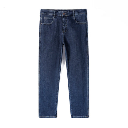 Men's Baggy Straight Leg Jeans Casual Stretch Denim 9-Length Comfortable Loose Trousers Spring Autumn Versatile Wide-Leg Pants