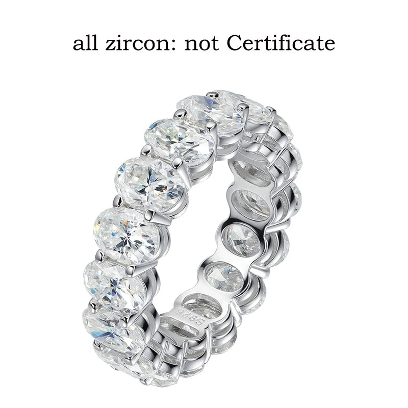 5*7mm Oval Cut Moissanite Ring for Women Full Eternity Bands Lab Diamond Promise Jewelry Pure S925 Silver Female Rings