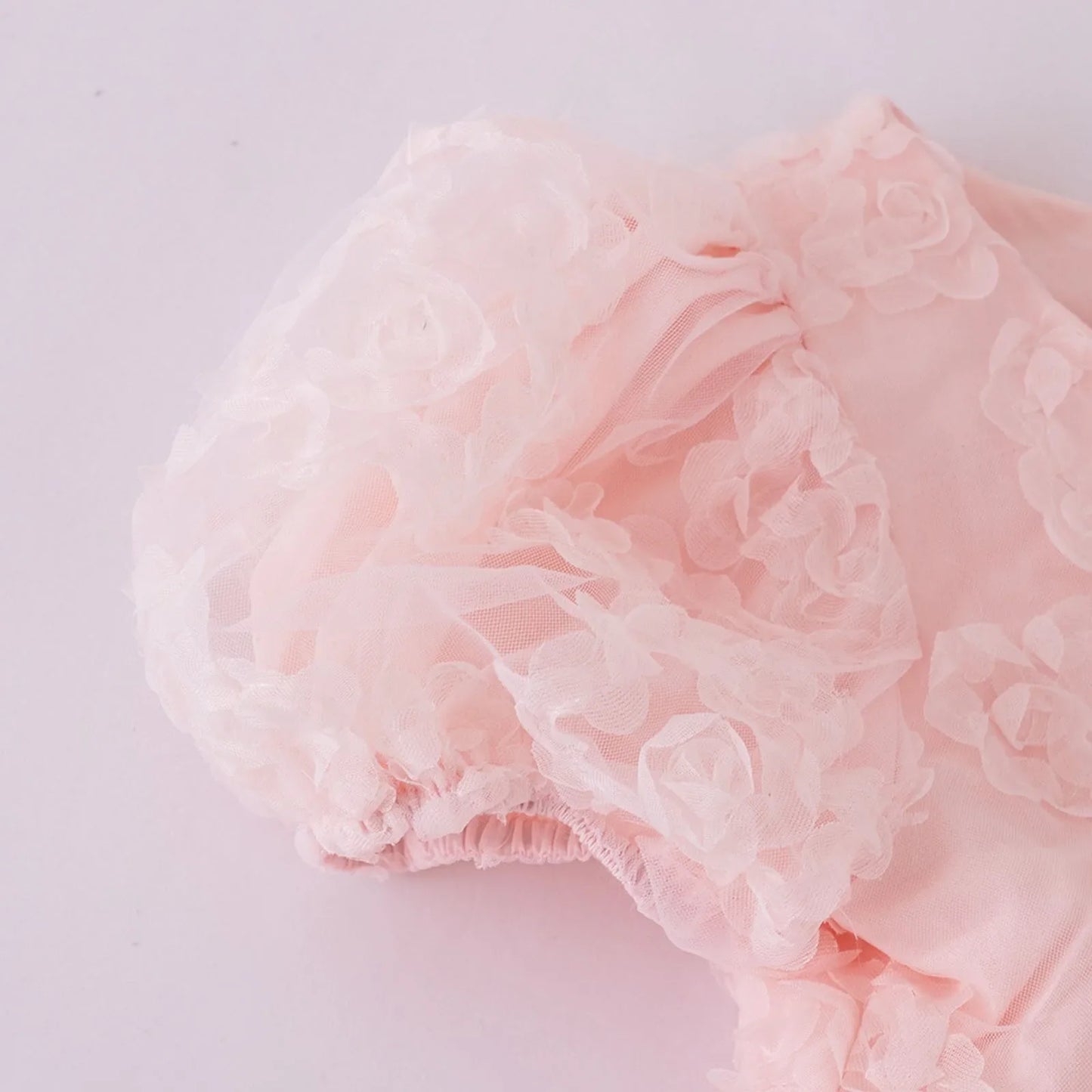 New Summer Teenager Girl Dress Solid Color Short Puff Sleeves Square Collar 3D Flower Sequined Baby Princess Dresses 2025