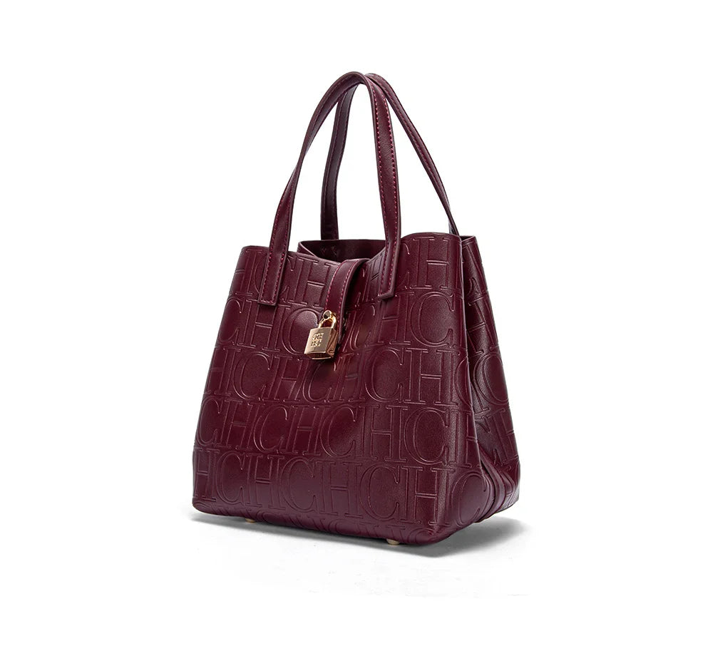 Women's Tote Bag New Steel Embossed Handheld Bun Mother Shopping Bag
