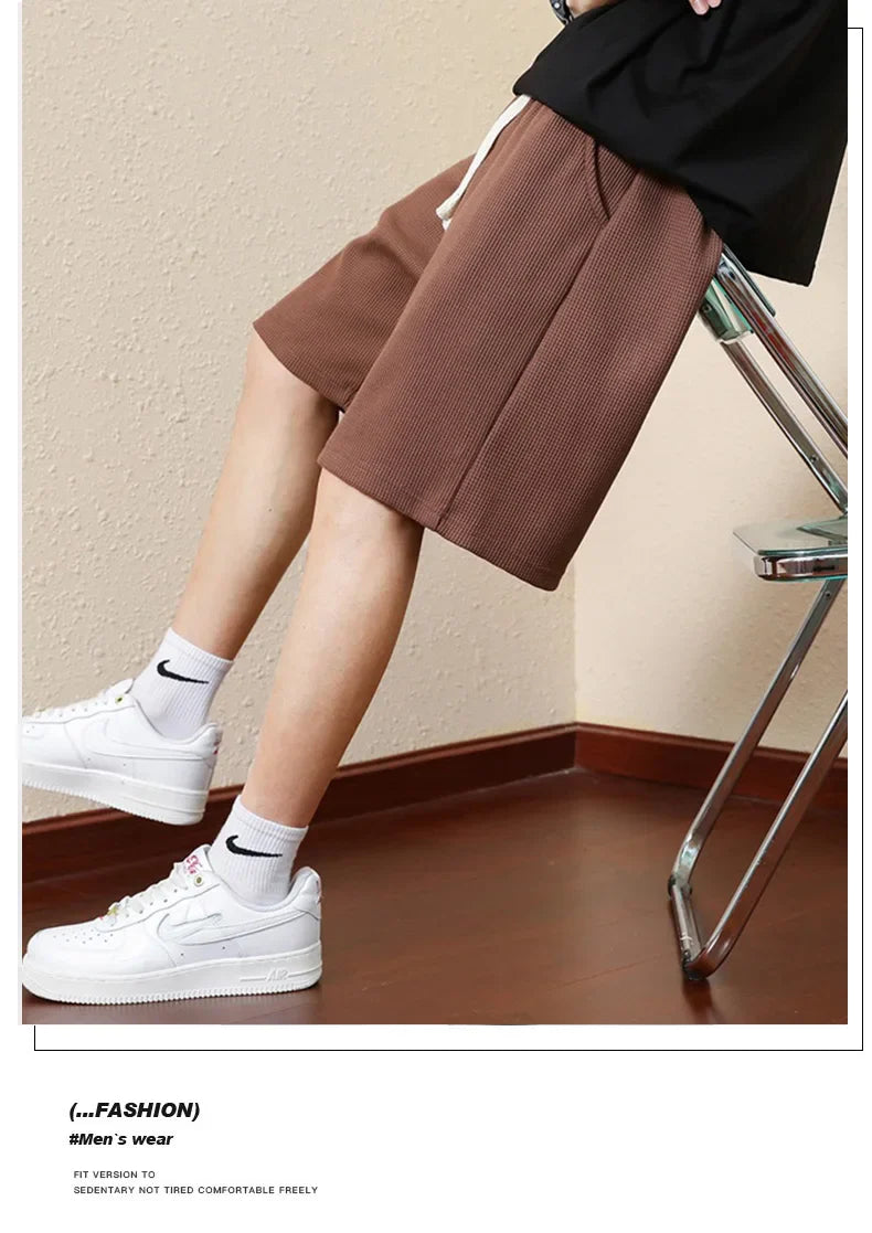 Men's Bermuda Shorts Loose Straight Barrel Beach Shorts Fashion Knitted