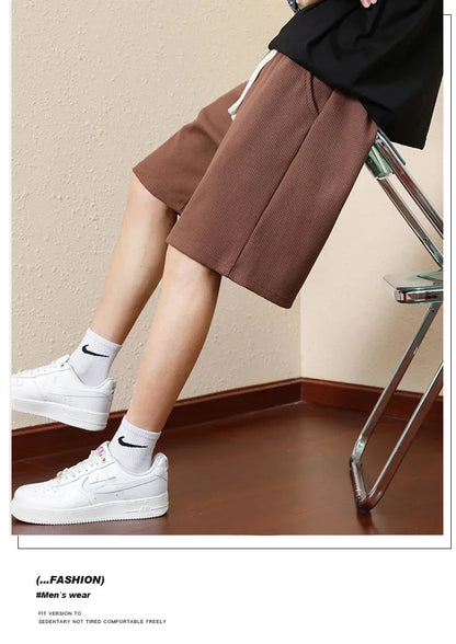 Men's Bermuda Shorts Loose Straight Barrel Beach Shorts Fashion Knitted