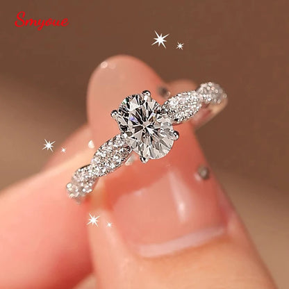 Oval Cut 5*7mm Certified Moissanite Rings for Women Plated 18k Classic Wedding Jewelry 925 Sterling Silver Lab Diamond