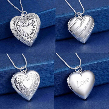 925hot sale Silver color Photo Frame Pendant Necklace Snake Chain For Woman Charm Wedding Fashion Jewelry ColorLN072