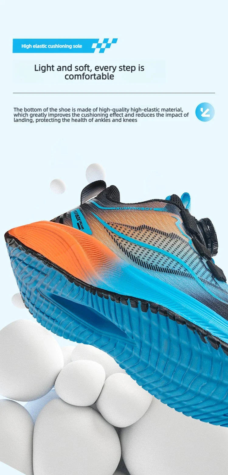 Outdoor Lace-up Boys Girls Knit Jogging Shoes Gym Sneakers Children‘s Basketball Shoes Non-slip Breathable Sports Training Shoes