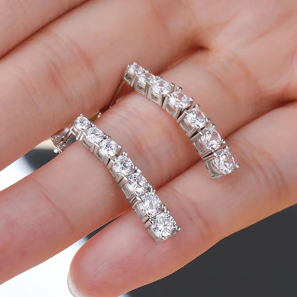 3-5mm Size Gradient Moissanite Drop Earrings for Women 925 Sterling Silver Long Tassel Diamond Stud Earring with Certificates