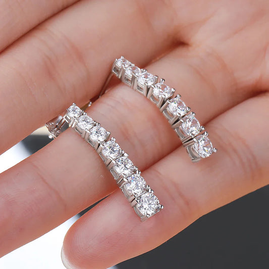 3-5mm Size Gradient Moissanite Drop Earrings for Women 925 Sterling Silver Long Tassel Diamond Stud Earring with Certificates