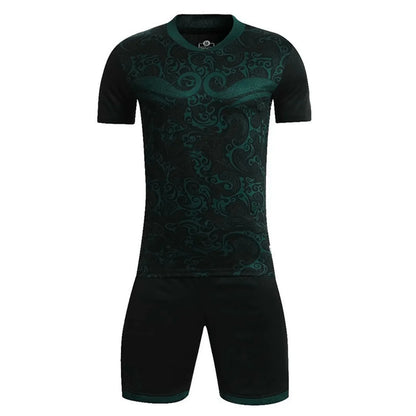 2 Pcs Summer Children's Quick-Drying Sports Set Boys Girls Soccer Training Outfit Short Sleeve Stylish Print T-shirt with Shorts