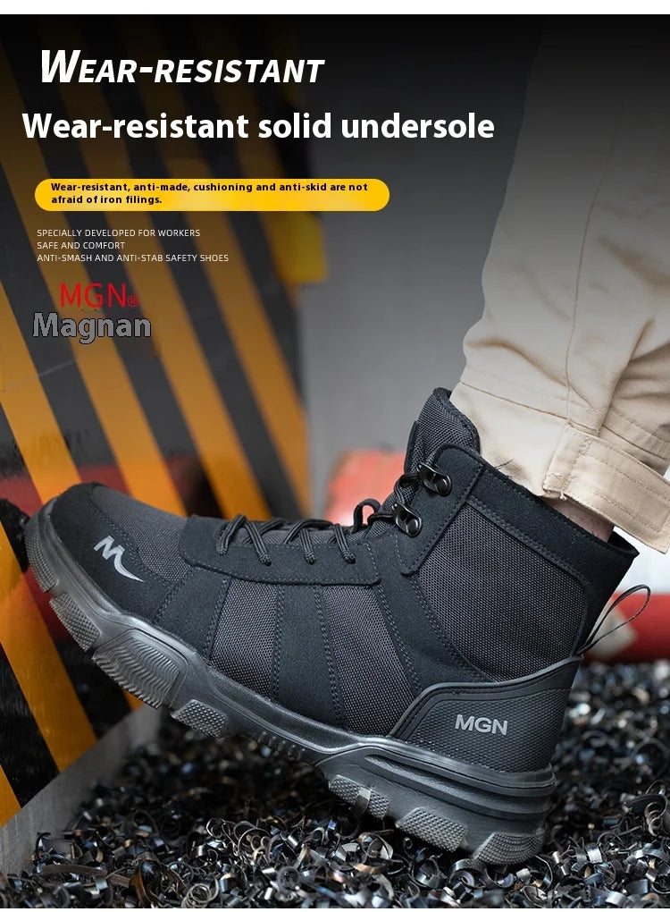 Camouflage Safety Boots Men and Women Work Indestructible Shoes Climbing Steel Toe Protective Boots Anti-puncture Safety Shoes