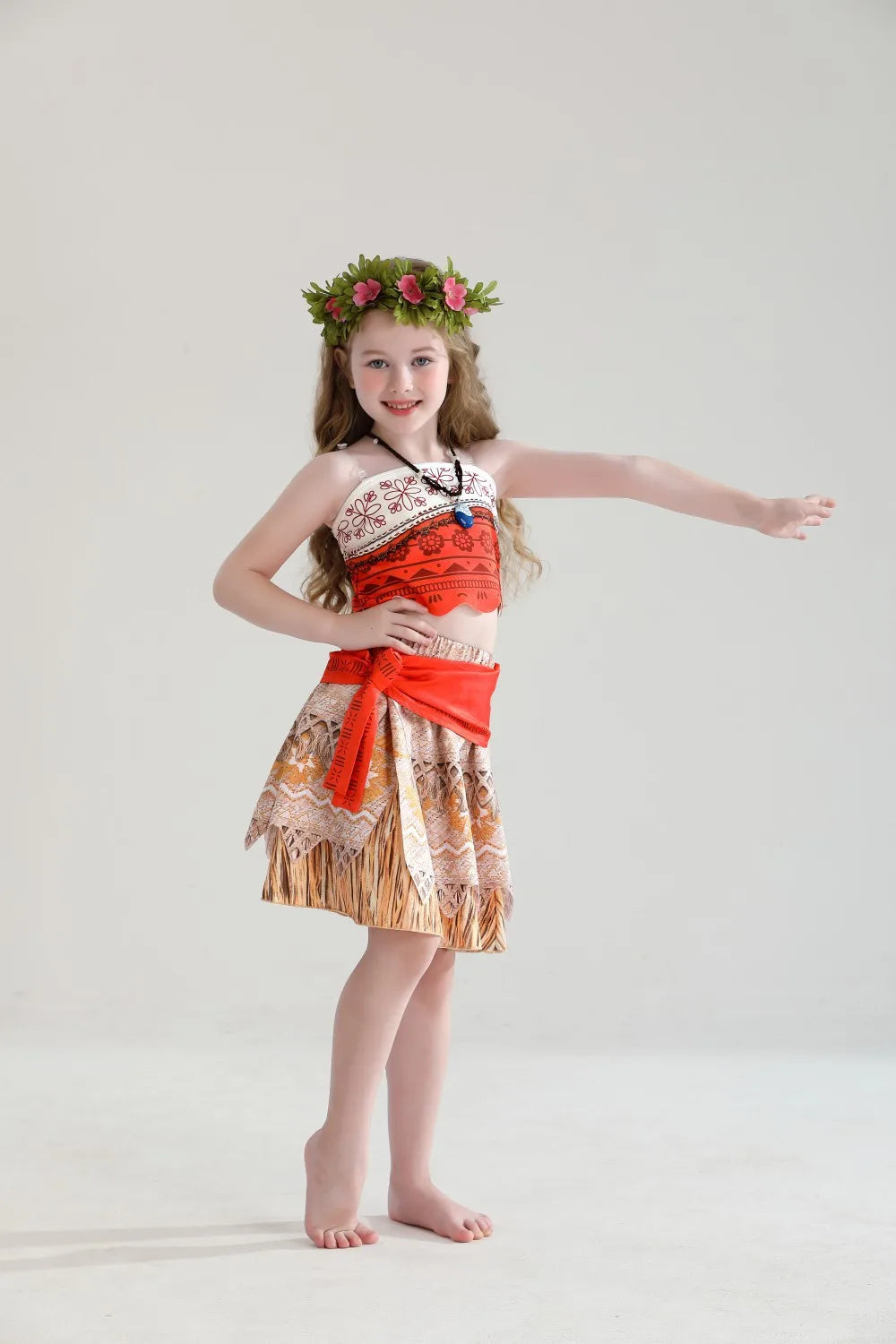 Moana Cosplay Dress For Girl New Little Girl Two Piece Suit Children Geometric Print Clothes Halloween Carnival Outfit Moana
