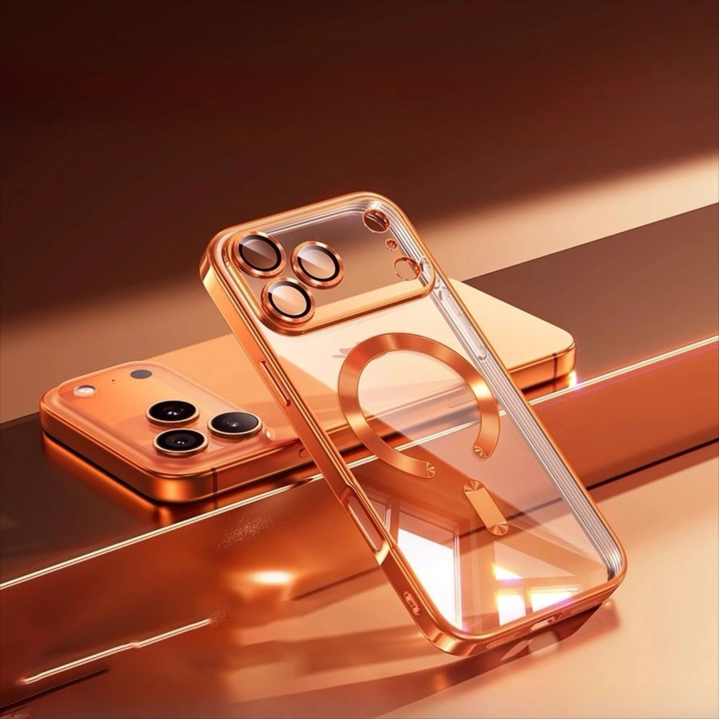 1pc Glossy Electroplated Lens Protector Magnetic Case For Apple 17 17PRO 17AIR 17 Pro Max Supports Wireless Charging