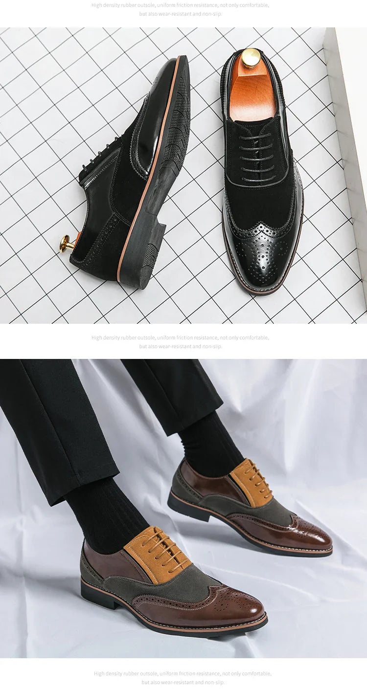 Retro Oxfords Shoes Men Classic Men's Dress Shoes Casual Business Social Brogues Shoes For Wedding
