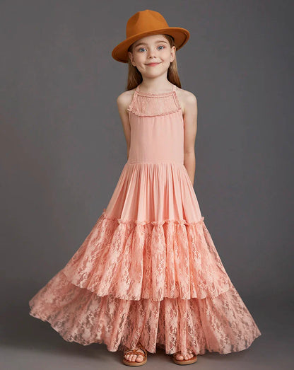 Summer Girls Lace Dresses Kids Flower Girl Wedding Princess Party Dress Vestidos Costume Children Clothing For 4-14Years