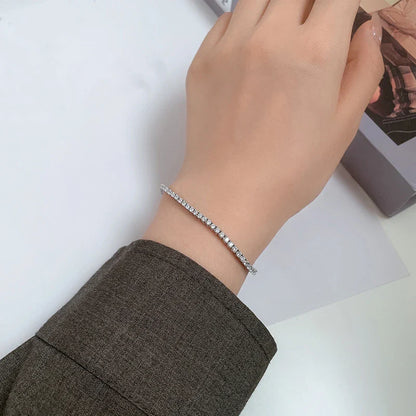 New In Real D Color Full 2mm 0.03CT Moissanite Tennis Bracelet For Women S925 Silver Plated 18K Diamond Link Bracelets Gift