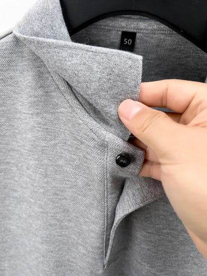 100% Cotton Polo Shirt, Four Seasons Universal  Leisure Long Sleeve, Breathable Lapels T-shirt, Perfect for Golf Sports Durable