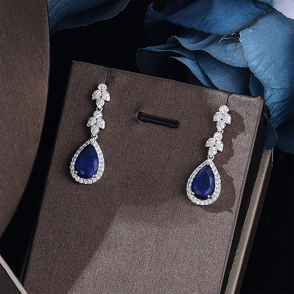 4 pieces of cubic zirconia jewelry, luxury Dubai Nigerian crystal wedding necklace, popular in Central Asia