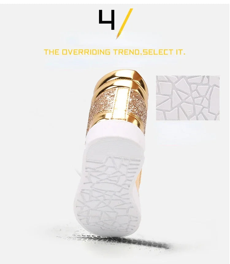 Man High Top Sneakers Luxury Glitter Men Ankle Boots Fashion Non-slip Casual Shoes High Quality Hip Hop Men Boots 2024
