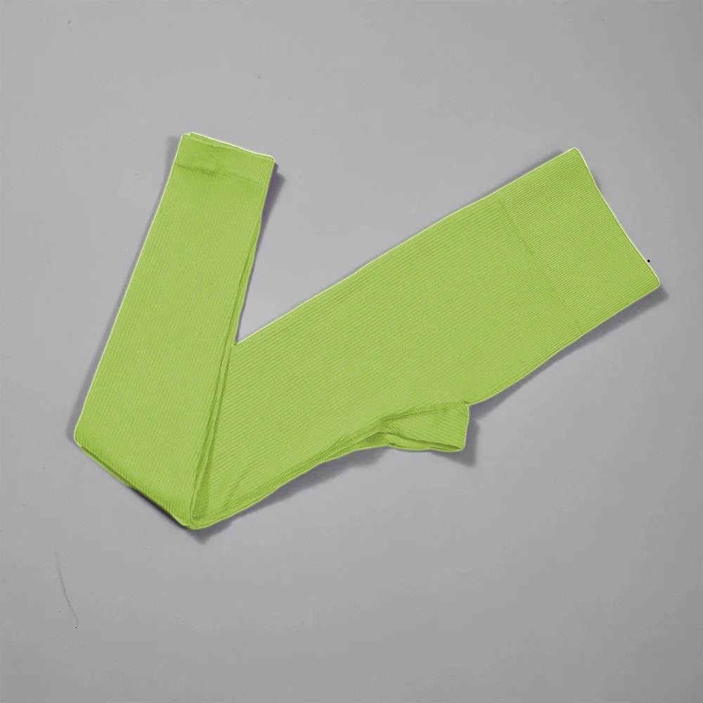 Women Ribbed Yoga Pants High Waisted Gym Leggings Sport ， Fitness Seamless Female Legging Control Running Training Tights