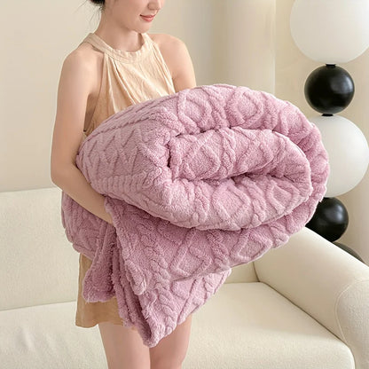 Luxury Plush Fleece Blanket, Ultra Soft Warm Light Beige Throw for Bed & Couch, Cozy French Style Bedding, Machine Washable