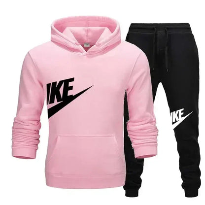 A new autumn and winter men's casual sportswear set of 2-piece hooded sweatshirt and long pants for outdoor fashionable jogging