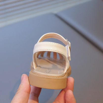 Summer 2025 new girls' princess toe sandals, soft soles and fashionable Roman shoes for baby girls, children's shoes