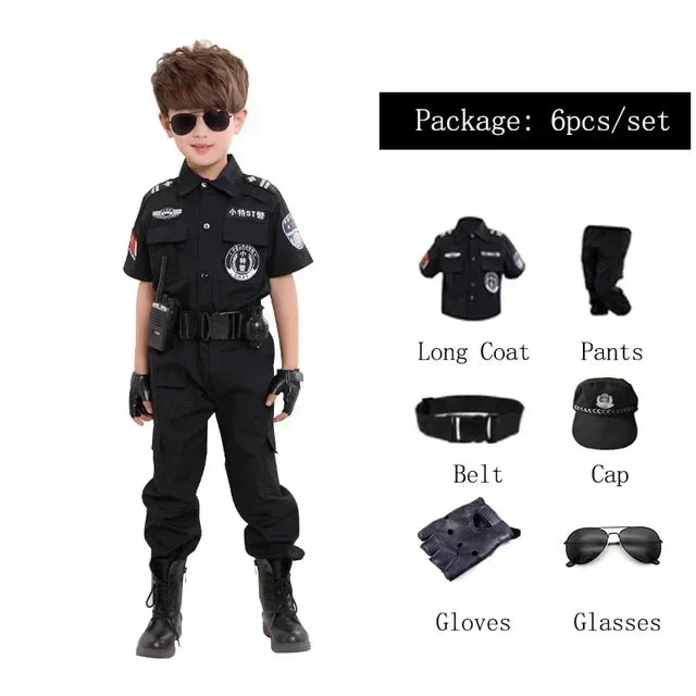 Nieuwe Kinderen Jongens Meisjes Grappige Politieagent Kostuums Kinderen Politie Uniform Cosplay Kleding Pak Halloween Party