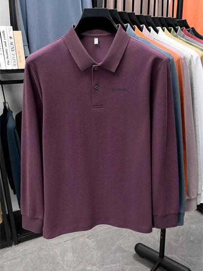 High end brand Polo shirt long sleeved fashionable printed men's top spring 100% cotton skin friendly comfortable casual T-shirt