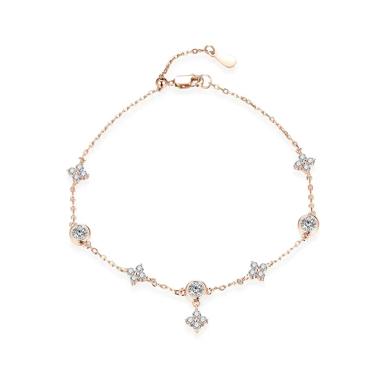 Classcial Moissanite Bracelet for Women 925 Sterling Silver Soild 18K 14K 10K Gold Pearl Bracelet for Party Anniversary