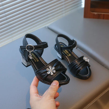 Girls Princess Sandals Summer Kids Low Heels Fashion Party Dress Casual Shoes Outdoor Causal Sandals Children Soft Sole Bow