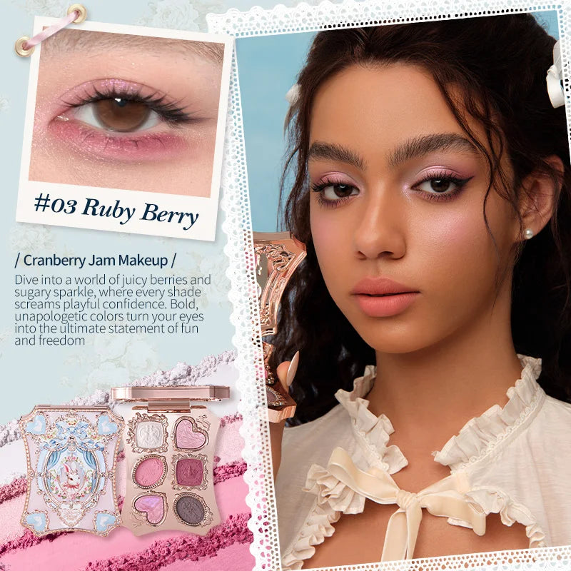 Bunny Garden Collection 6-Color Makeup Eyeshadow Contour Palette Eye Brush Puff Set Eye Glitter Korean Makeup Kit